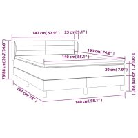 vidaXL Boxspringbett mit Matratze Dunkelgrau 140x190 cm Samt