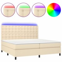 vidaXL Boxspringbett mit Matratze &amp; LED Creme 200x200 cm Stoff