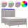 vidaXL Boxspringbett mit Matratze &amp; LED Hellgrau 140x190 cm Stoff