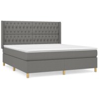 vidaXL Boxspringbett mit Matratze Dunkelgrau 180x200 cm Stoff