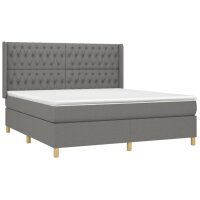 vidaXL Boxspringbett mit Matratze Dunkelgrau 180x200 cm Stoff