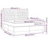 vidaXL Boxspringbett mit Matratze Dunkelgrau 180x200 cm Stoff