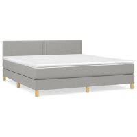 vidaXL Boxspringbett mit Matratze Hellgrau 180x200 cm Stoff