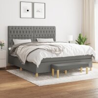 vidaXL Boxspringbett mit Matratze Dunkelgrau 180x200 cm Stoff