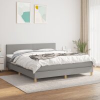 vidaXL Boxspringbett mit Matratze Hellgrau 180x200 cm Stoff