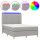 vidaXL Boxspringbett mit Matratze &amp; LED Hellgrau 140x190 cm Stoff