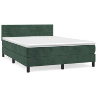 vidaXL Boxspringbett mit Matratze Dunkelgr&uuml;n 140x200 cm Samt