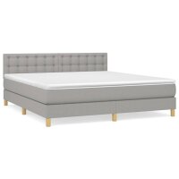 vidaXL Boxspringbett mit Matratze Hellgrau 180x200 cm Stoff