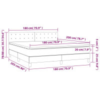 vidaXL Boxspringbett mit Matratze Hellgrau 180x200 cm Stoff