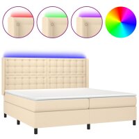 vidaXL Boxspringbett mit Matratze &amp; LED Creme 200x200 cm Stoff