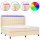 vidaXL Boxspringbett mit Matratze &amp; LED Creme 200x200 cm Stoff