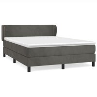 WOWONA Boxspringbett mit Matratze Dunkelgrau 140x190 cm Samt