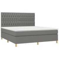 vidaXL Boxspringbett mit Matratze &amp; LED Dunkelgrau 180x200 cm Stoff