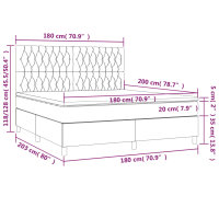 vidaXL Boxspringbett mit Matratze &amp; LED Dunkelgrau 180x200 cm Stoff