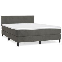 WOWONA Boxspringbett mit Matratze Dunkelgrau 140x190 cm Samt