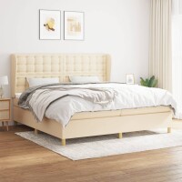 vidaXL Boxspringbett mit Matratze Creme 200x200 cm Stoff