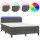 vidaXL Boxspringbett mit Matratze &amp; LED Dunkelgrau 140x190 cm Samt