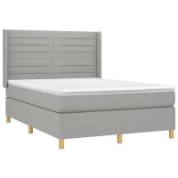 vidaXL Boxspringbett mit Matratze &amp; LED Hellgrau 140x190 cm Stoff