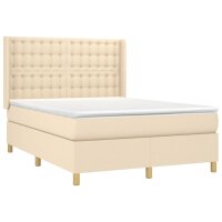 vidaXL Boxspringbett mit Matratze &amp; LED Creme 140x190 cm Stoff