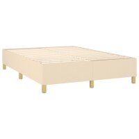 vidaXL Boxspringbett mit Matratze &amp; LED Creme 140x190 cm Stoff