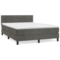 vidaXL Boxspringbett mit Matratze Dunkelgrau 140x190 cm Samt