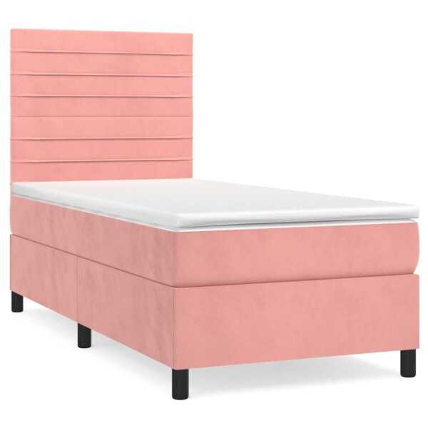 vidaXL Boxspringbett mit Matratze Rosa 100x200 cm Samt