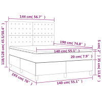 vidaXL Boxspringbett mit Matratze Dunkelgrau 140x190 cm Stoff