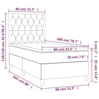 vidaXL Boxspringbett mit Matratze &amp; LED Hellgrau 80x200 cm Samt