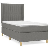 WOWONA Boxspringbett mit Matratze Dunkelgrau 90x200 cm Stoff