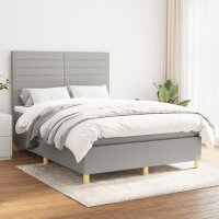 vidaXL Boxspringbett mit Matratze Hellgrau 140x190 cm Stoff