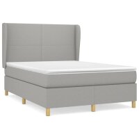 vidaXL Boxspringbett mit Matratze Hellgrau 140x190 cm Stoff