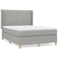 vidaXL Boxspringbett mit Matratze Hellgrau 140x190 cm Stoff