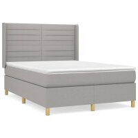 vidaXL Boxspringbett mit Matratze Hellgrau 140x190 cm Stoff