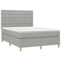 vidaXL Boxspringbett mit Matratze Hellgrau 140x190 cm Stoff