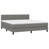 WOWONA Boxspringbett mit Matratze Dunkelgrau 180x200 cm Stoff