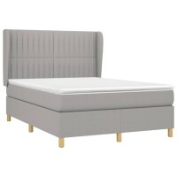 vidaXL Boxspringbett mit Matratze Hellgrau 140x190 cm Stoff