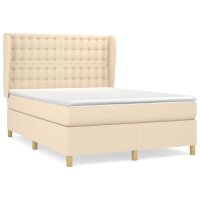 vidaXL Boxspringbett mit Matratze Creme 140x190 cm Stoff