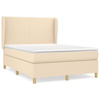 vidaXL Boxspringbett mit Matratze Creme 140x190 cm Stoff