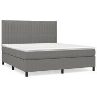 vidaXL Boxspringbett mit Matratze Dunkelgrau 180x200 cm Stoff