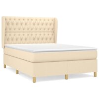 vidaXL Boxspringbett mit Matratze Creme 140x190 cm Stoff