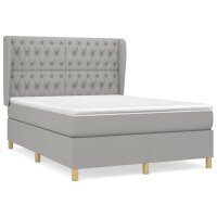 vidaXL Boxspringbett mit Matratze Hellgrau 140x190 cm Stoff