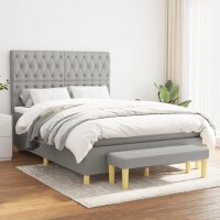 vidaXL Boxspringbett mit Matratze Hellgrau 140x190 cm Stoff