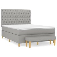 vidaXL Boxspringbett mit Matratze Hellgrau 140x190 cm Stoff