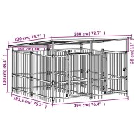 vidaXL Outdoor-Hundezwinger mit Dach Stahl 3,75 m&sup2;