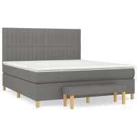 vidaXL Boxspringbett mit Matratze Dunkelgrau 180x200 cm Stoff