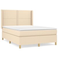 vidaXL Boxspringbett mit Matratze Creme 140x190 cm Stoff