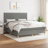 vidaXL Boxspringbett mit Matratze Dunkelgrau 180x200 cm Stoff