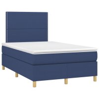 vidaXL Boxspringbett mit Matratze &amp; LED Blau 120x200 cm Stoff