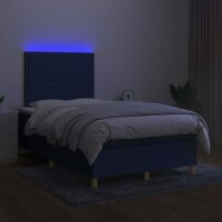 vidaXL Boxspringbett mit Matratze &amp; LED Blau 120x200 cm Stoff