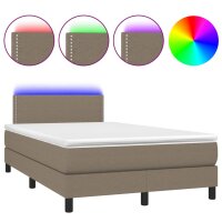 vidaXL Boxspringbett mit Matratze &amp; LED Taupe 120x200 cm Stoff